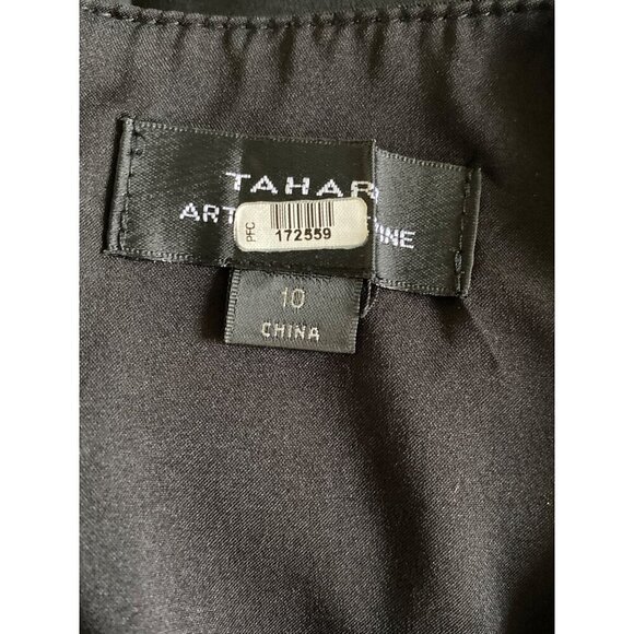 Tahari ASL Black Sleeveless Sheath Dress, Faux Belt Pockets Women's Size 10 - Picture 9 of 9